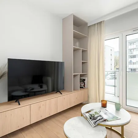 Apartment Beige And Two Bedroom In With Parking And Bathtub By Renters Poznan